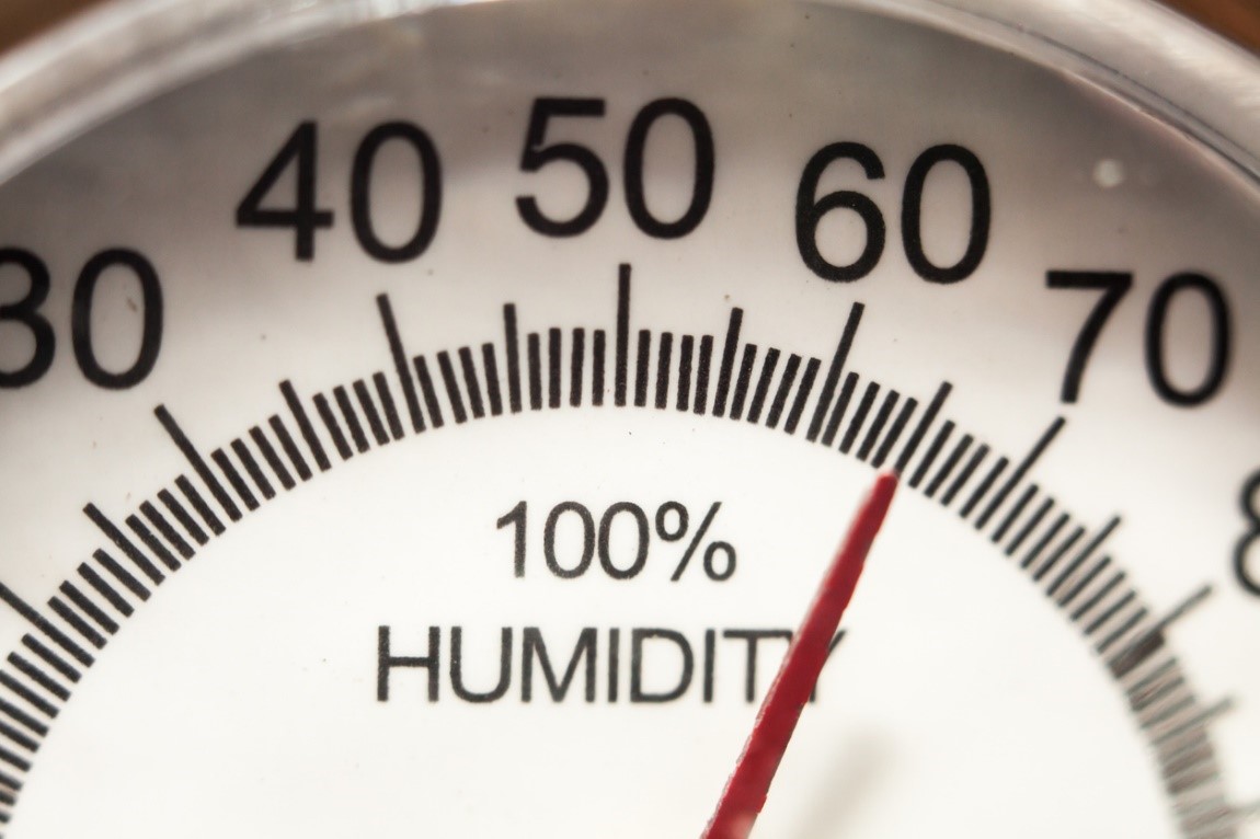 High humidity level on a hygrometer
